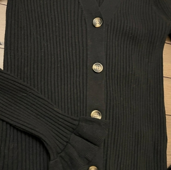 & Other Stories Black Ribbed Ruffle Cardigan - Picture 5 of 10